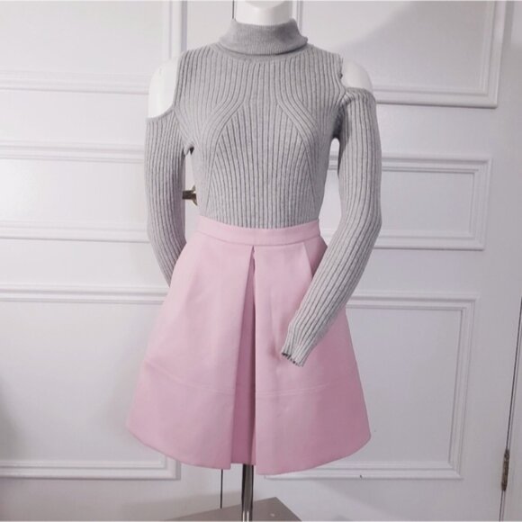 J CREW Pleated High Waisted Skater Skirt in Light Bubblegum Pink- Size 0… - Picture 7 of 15